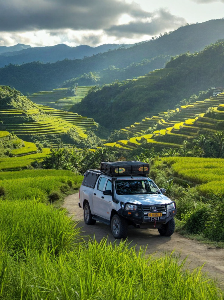 Banaue Rice Terraces Road Trip 4x4 Camper at Banaue Rice Terraces in the Philippines